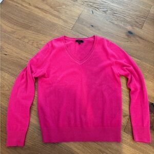 Quince Bright Pink V-Neck Sweater